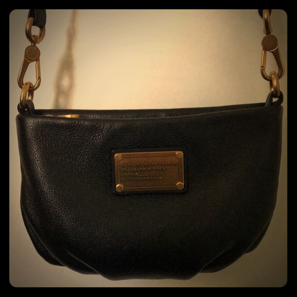 Marc By Marc Jacobs Black and Gold Crossbody Bag with Chain Strap